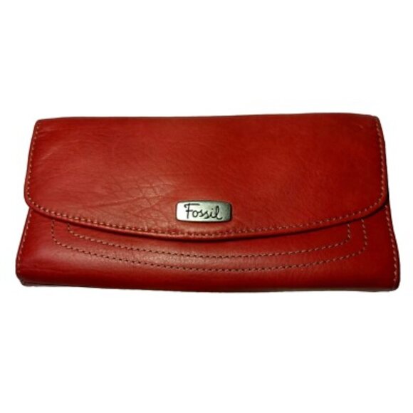Fossil Cognac Leather Clutch - Picture 1 of 5